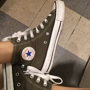Olive green hi top converse